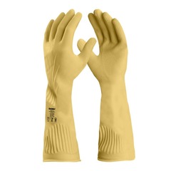 Luva Ranhurada Cano Longo Latex Amarela G